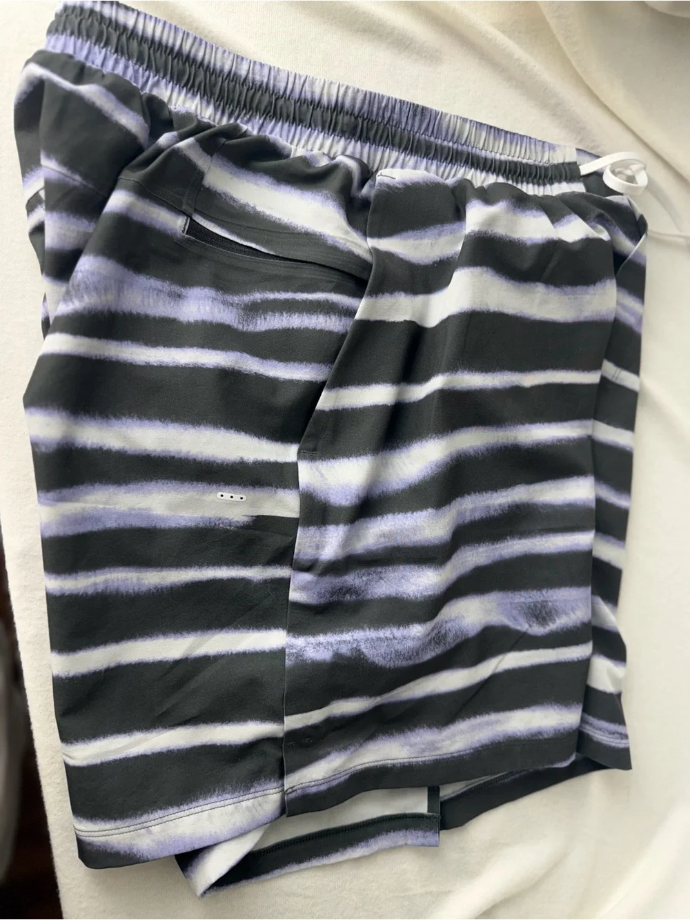 lululemon athletica Black and White Striped Men’s Swim Trunks